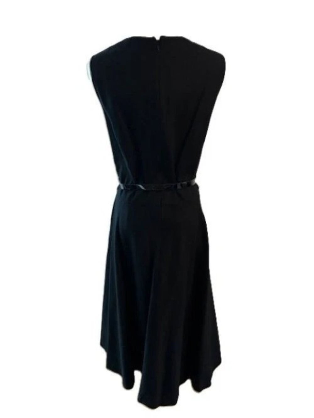 WHBM Black Fit & Flare Sleeveless V Neckline Dress w/Removable Belt  Sz-16  NWT - Picture 6 of 7
